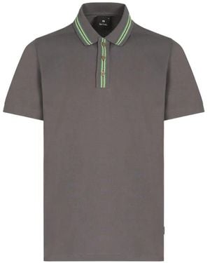 Paul Smith Stripe-Trim Polo Shirt - Grey