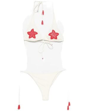 MC2 Saint Barth Bead-Embellished Tassel Bikini - White