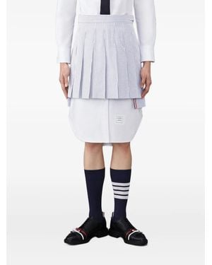 Thom Browne Pleated Striped Mini Skirt - White