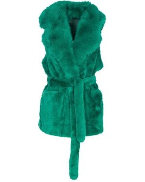 V73 Faux Fur Belted Vest - Green