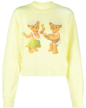 Palm Angels Dancing Bears Jersey Sweatshirt - Yellow