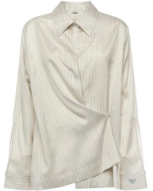 Fendi Striped Draped Shirt - White