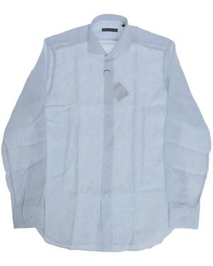 Corneliani Camisa De Lino Con Cuello Francés - Azul