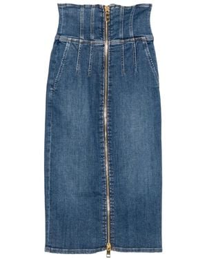 Elisabetta Franchi Zip-Fastening High-Waisted Midi Skirt - Blue