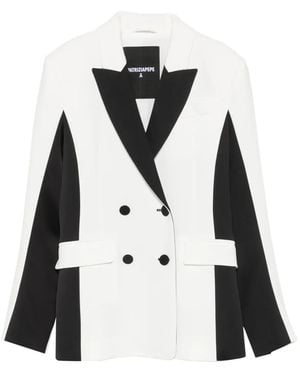 Patrizia Pepe Color-Block Double-Breasted Blazer - White