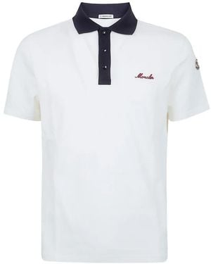 Moncler Logo-Embroidered Piqué Polo Shirt - White