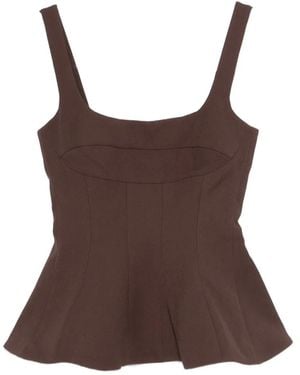 Stine Goya Square-Neck Top - Brown