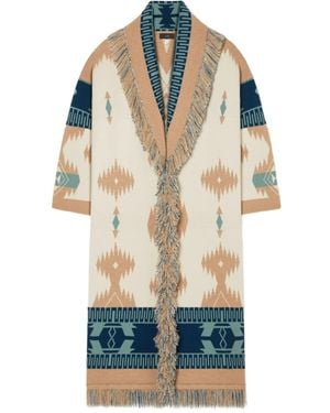 Alanui Icon Jacquard Fringed Cardi-Coat - Blue