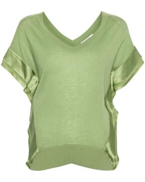 Dorothee Schumacher Glossy-Appliqué Short-Sleeved Knitted Top - Green