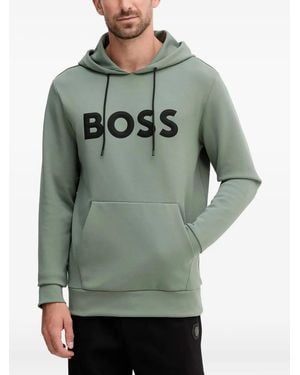 BOSS Logo-Detail Hoodie - Green
