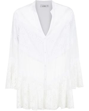 Amir Slama Sheer-Panel Shirt Dress - White