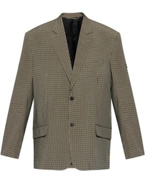 Balenciaga Check-Pattern Single-Breasted Blazer - Grau