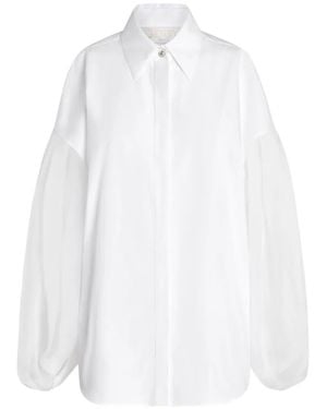 Genny Sheer-Sleeves Shirt - White