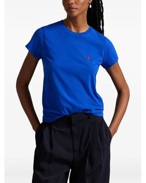 Polo Ralph Lauren Embroidered Cotton T-Shirt - Blue