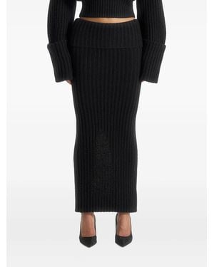 Manière De Voir Lyra Foldover-Waist Knit Maxi Skirt - Black