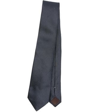 Canali Geometric-Pattern Silk Tie - Blue