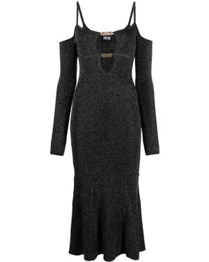 Versace Jeans Couture Logo Cut-Out Midi Dress - Black