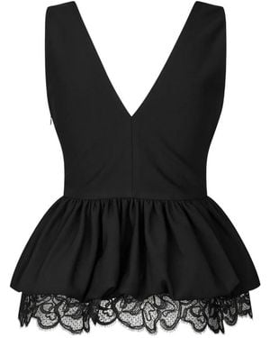 ROTATE BIRGER CHRISTENSEN Blouse Péplum À Col V - Black