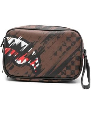 Sprayground Clutch Shark Mouth A Quadri - Grigio