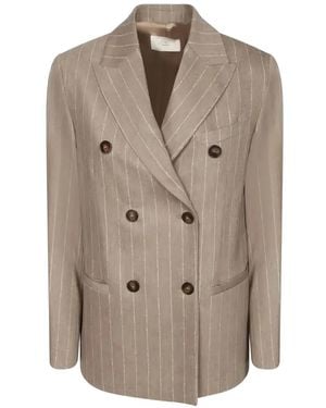 Montedoro Double-Breasted Pinstripe Blazer - Natural