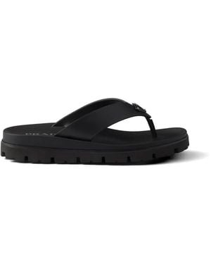 Prada Rubber Thong Sandals - Black