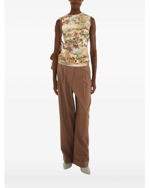 FARM Rio Graphic-Print Ruched Top - Natural