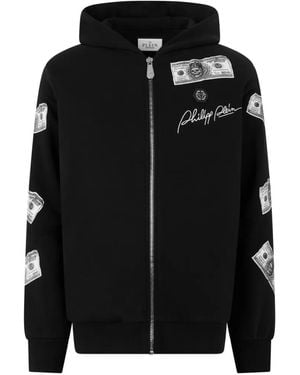 Philipp Plein Dollar Hoodie Mit Kristallverzierung - Schwarz