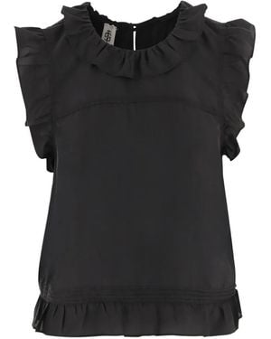 THE GARMENT Ruffled Silk Top - Black