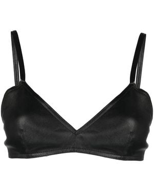 The Mannei Sierra Leather Cropped Tank Top - Black