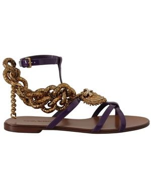 Dolce & Gabbana Devotion Heart-Embellished Chain Sandals - White