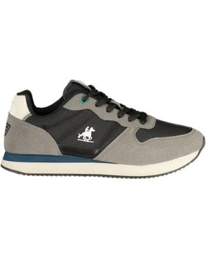 U.S. Grand Logo-Patch Panelled Trainers - Black