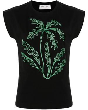 ERMANNO FIRENZE Palm Tree-Appliqué T-Shirt - Black