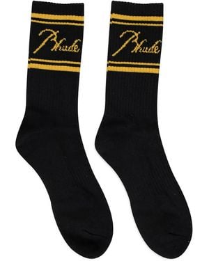 Rhude Chaussettes À Logo Brodé - Black