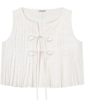 SOSUE Blouse Cleo À Design Plissé Et Liens Noués - Blanc