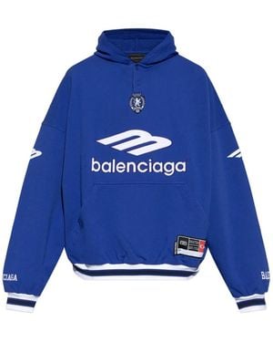Balenciaga Logo Hoodie - Blau