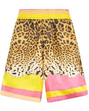 Roberto Cavalli Leopard-Print Shorts - Yellow
