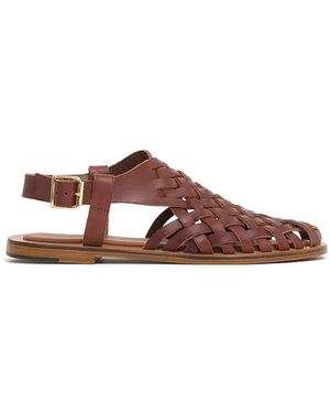 Mansur Gavriel Woven Leather Sandals - Brown