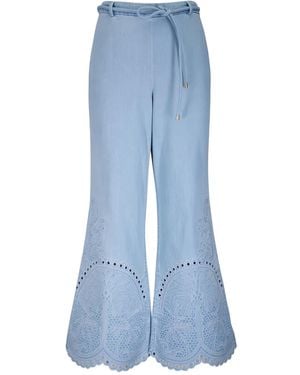Zimmermann Eyelet-Embroidered Trousers - Blue