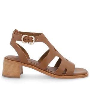 Frau Block-Heel Sandals - Brown
