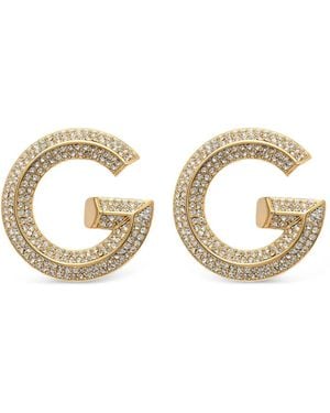 Guess Crystal-Embellished G-Logo Earrings - Metallic