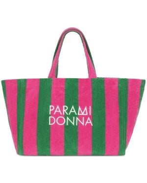 Paramidonna Grand Sac Cabas À Rayures - Rose