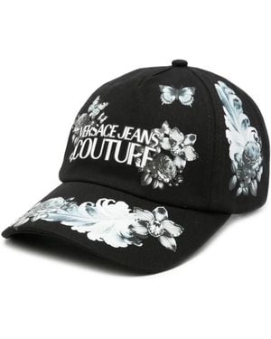 Versace Jeans Couture Logo-Print Floral-Print Baseball Cap - Black