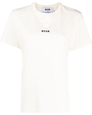 MSGM Cotton T-Shirt With Logo Print - White