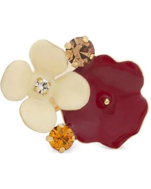 Marni Brightly Coloured Flower Rhinestone Ring - Metallic