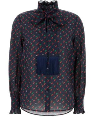 Valentino Garavani Graphic-Print Cotton Shirt - Blue