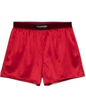 Tom Ford Shorts mit Logo-Bund - Rot