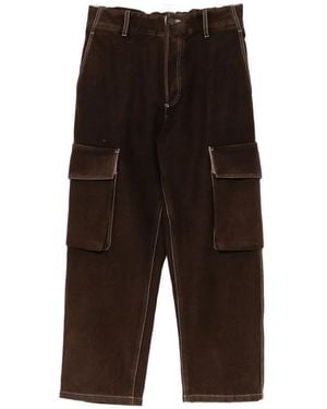 Uma Wang Contrast-Stitch Cargo Trousers - Brown