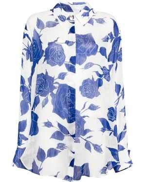 Aje. Belonging Floral-Print Shirt - Blue