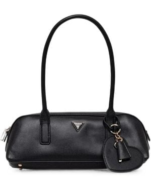 Guess Isobel Logo-Plaque Pebbled-Effect Tote Bag - Black