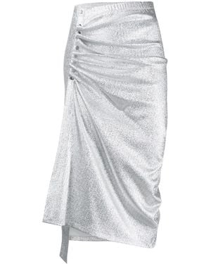 Rabanne Ruched Metallic Midi Skirt